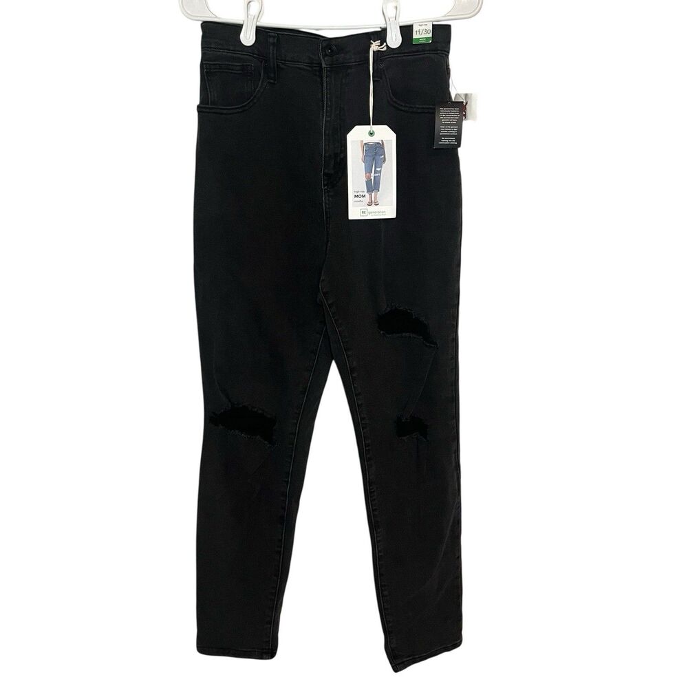 Celebrity Pink Regeneration High Rise Mom Jeans Distressed Black Women 11/30 NEW